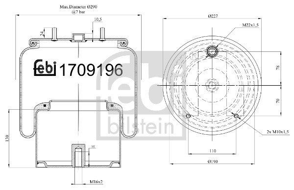 Soffietto, Sospensione pneumatica - 170919 FEBI BILSTEIN