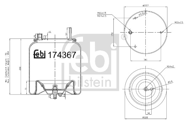 Soffietto, Sospensione pneumatica - 174367 FEBI BILSTEIN