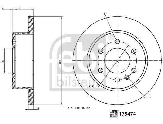 Тормозной диск - 175474 FEBI BILSTEIN