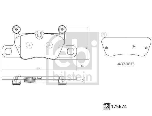 Комплект тормозных колодок, дисковый тормоз - 175674 FEBI BILSTEIN