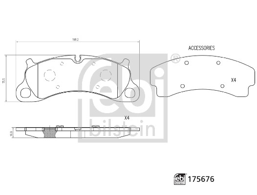 Комплект тормозных колодок, дисковый тормоз - 175676 FEBI BILSTEIN