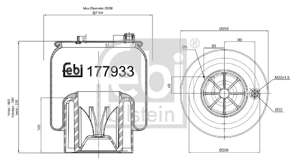 Bellow, air suspension - 177933 FEBI BILSTEIN