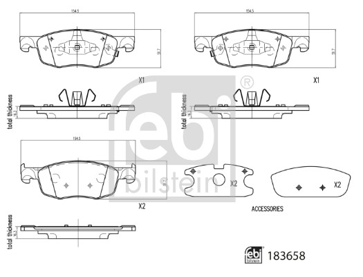 Brake Pad Set, disc brake - 183658 FEBI BILSTEIN
