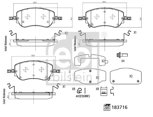 Brake Pad Set, disc brake - 183716 FEBI BILSTEIN