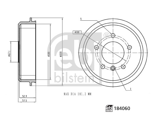 Brake Drum - 184060 FEBI BILSTEIN