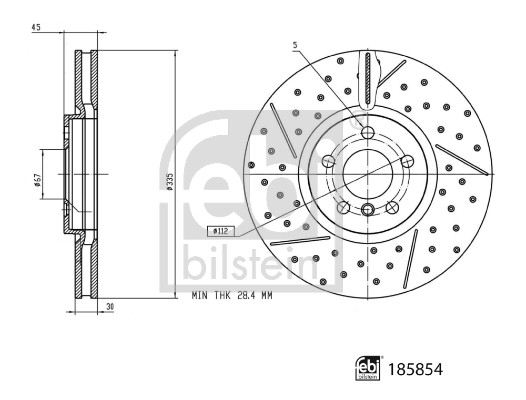Brake Disc - 185854 FEBI BILSTEIN