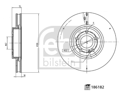 Brake Disc - 186182 FEBI BILSTEIN