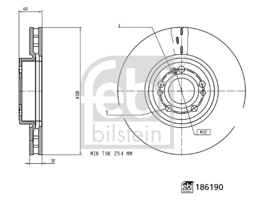 Brake Disc - 186190 FEBI BILSTEIN