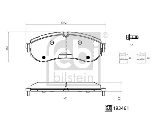Brake Pad Set, disc brake - 193461 FEBI BILSTEIN