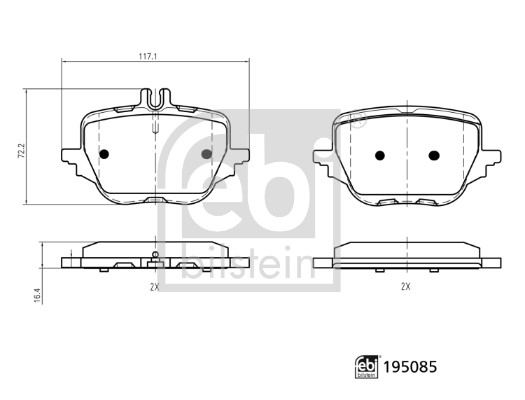 Brake Pad Set, disc brake - 195085 FEBI BILSTEIN