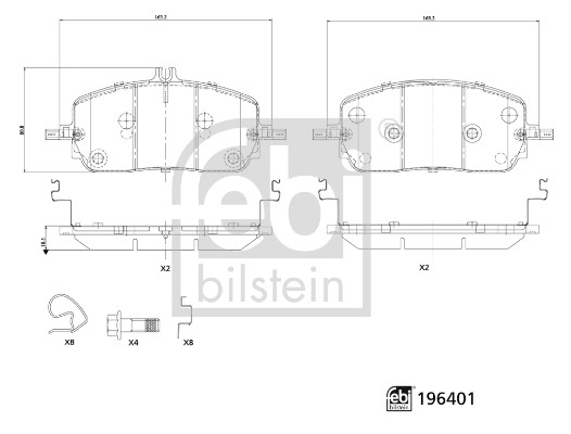 Brake Pad Set, disc brake - 196401 FEBI BILSTEIN