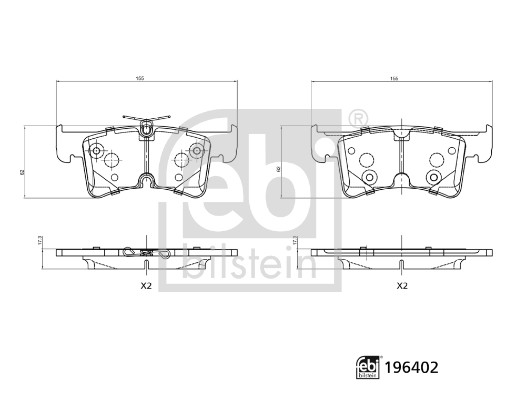 Brake Pad Set, disc brake - 196402 FEBI BILSTEIN