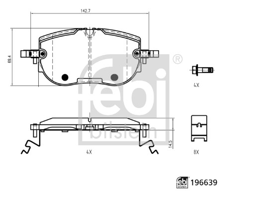 Brake Pad Set, disc brake - 196639 FEBI BILSTEIN