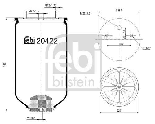 Soffietto, Sospensione pneumatica - 20422 FEBI BILSTEIN
