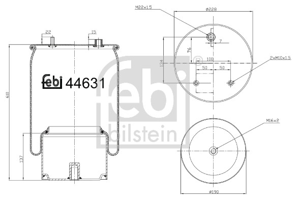 Soffietto, Sospensione pneumatica - 44631 FEBI BILSTEIN
