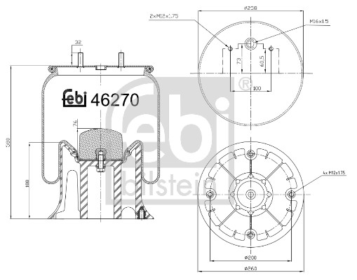 Soffietto, Sospensione pneumatica - 46270 FEBI BILSTEIN