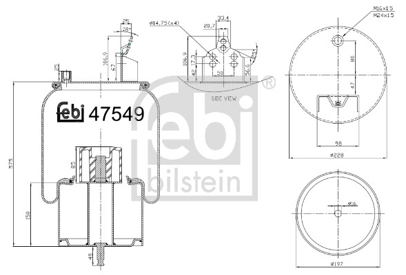 Soffietto, Sospensione pneumatica - 47549 FEBI BILSTEIN