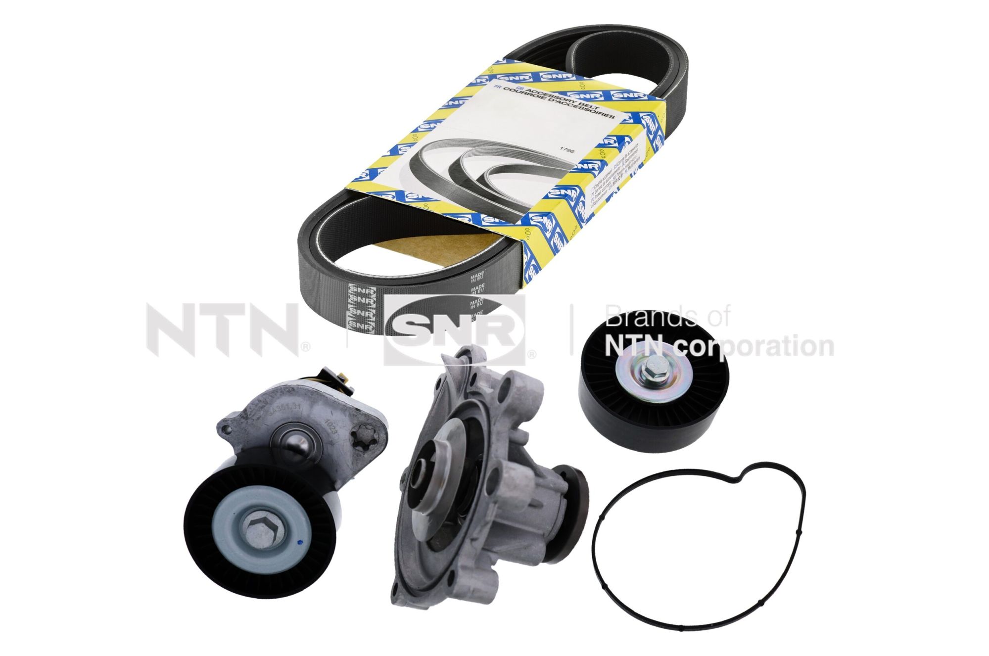 Water Pump + V-Ribbed Belt Set - KAP851.070 SNR