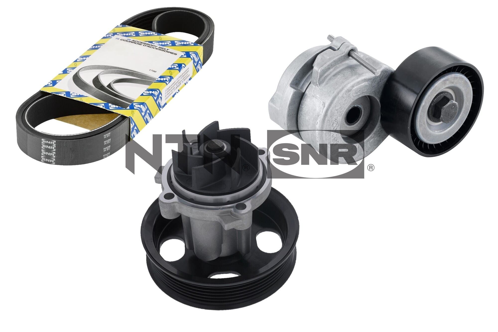 Water Pump + V-Ribbed Belt Set - KAP853.110 SNR