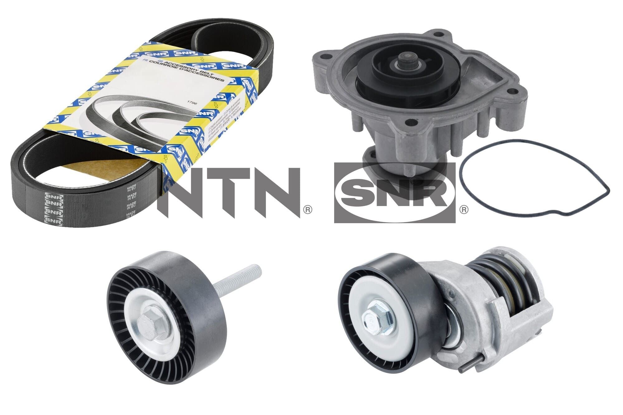 Water Pump + V-Ribbed Belt Set - KAP857.140 SNR