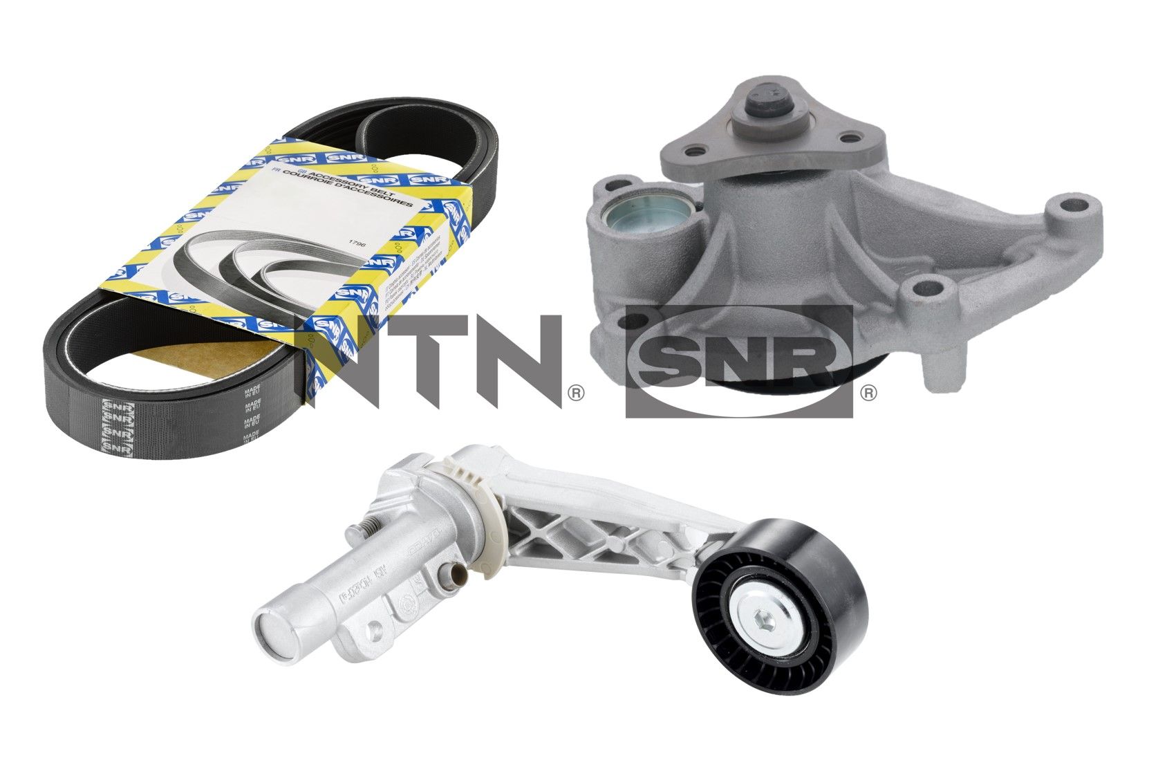 Water Pump + V-Ribbed Belt Set - KAP859.400 SNR