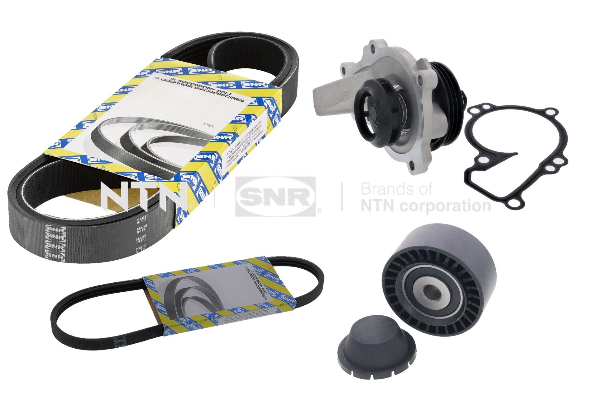 Water Pump + V-Ribbed Belt Set - KAP859.490 SNR