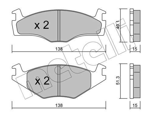 Kit pastiglie freno, Freno a disco - 22-0045-0 METELLI