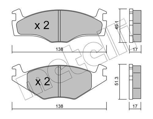 Brake Pad Set, disc brake - 22-0045-2 METELLI