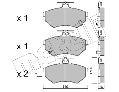 Brake Pad Set, disc brake - 22-0050-5 METELLI