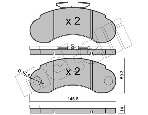 Комплект тормозных колодок, дисковый тормоз - 22-0055-0 METELLI