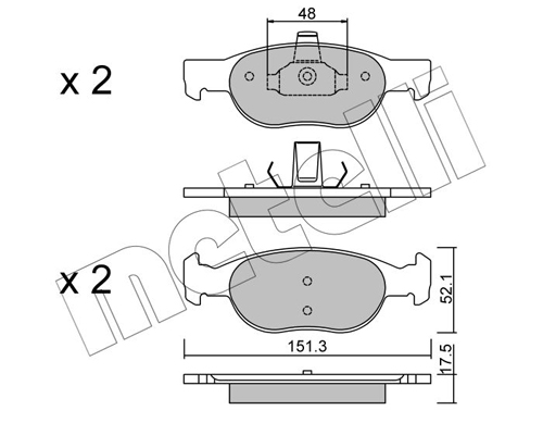 Brake Pad Set, disc brake - 22-0079-2 METELLI