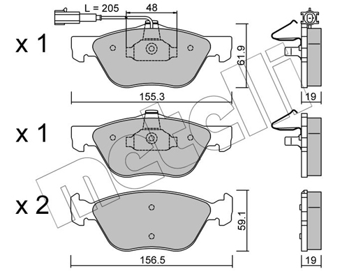 Brake Pad Set, disc brake - 22-0083-2 METELLI