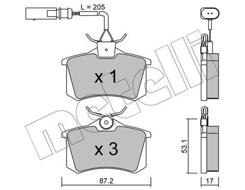 Brake Pad Set, disc brake - 22-0100-3 METELLI