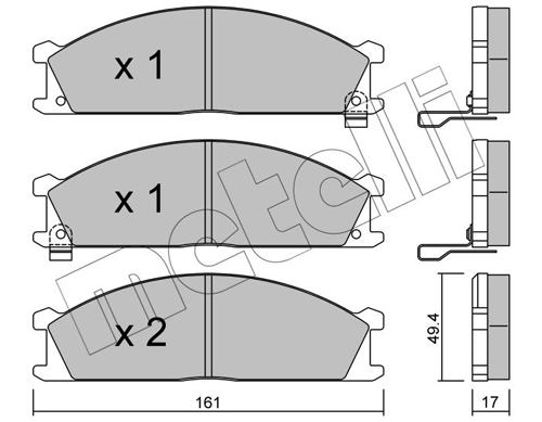 Комплект тормозных колодок, дисковый тормоз - 22-0107-1 METELLI