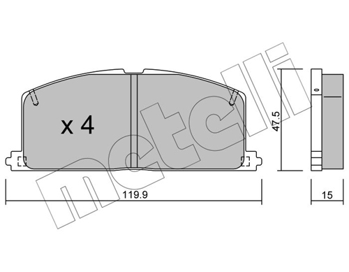 Brake Pad Set, disc brake - 22-0108-0 METELLI