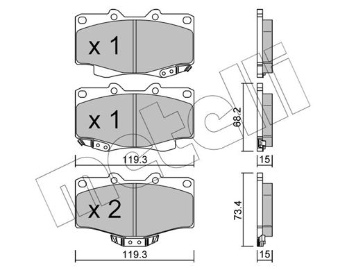Brake Pad Set, disc brake - 22-0129-0 METELLI