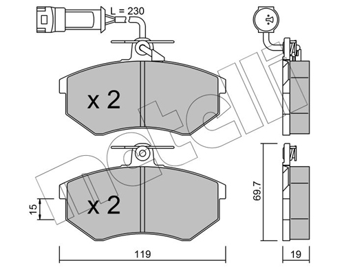 Brake Pad Set, disc brake - 22-0148-1 METELLI