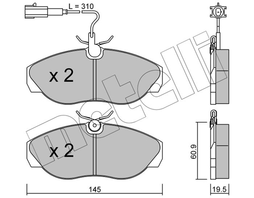Kit pastiglie freno, Freno a disco - 22-0154-1 METELLI