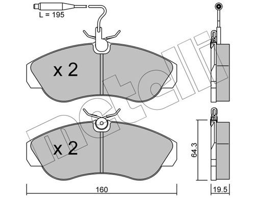 Brake Pad Set, disc brake - 22-0155-0 METELLI