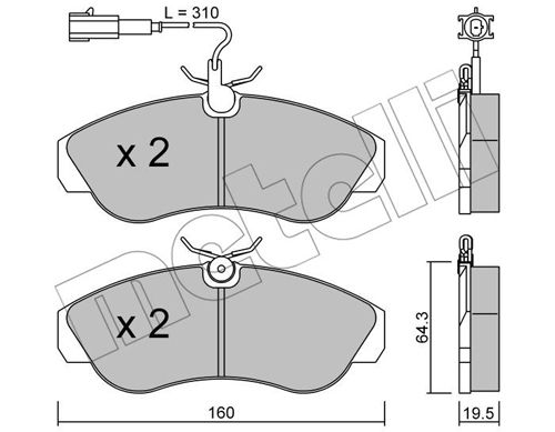 Brake Pad Set, disc brake - 22-0155-1 METELLI