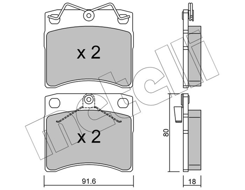Brake Pad Set, disc brake - 22-0163-1 METELLI