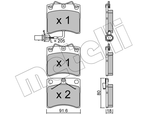 Kit pastiglie freno, Freno a disco - 22-0163-2 METELLI