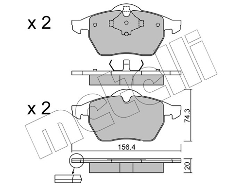 Brake Pad Set, disc brake - 22-0181-2 METELLI