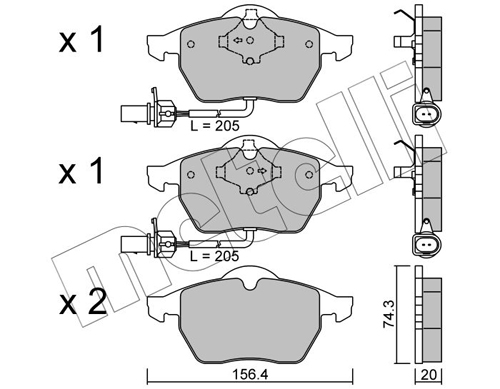 Brake Pad Set, disc brake - 22-0181-3 METELLI