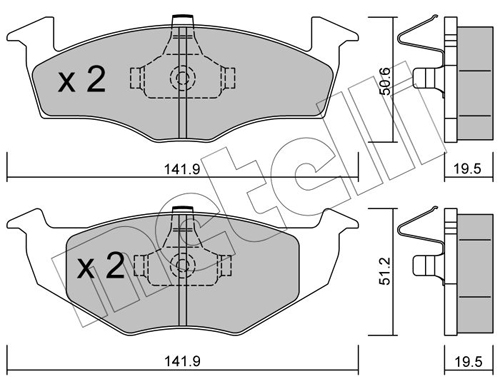 Brake Pad Set, disc brake - 22-0206-1 METELLI