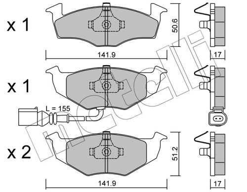 Brake Pad Set, disc brake - 22-0206-3 METELLI
