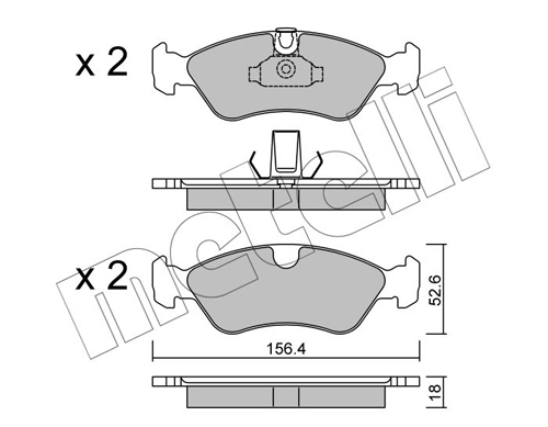 Brake Pad Set, disc brake - 22-0208-0 METELLI