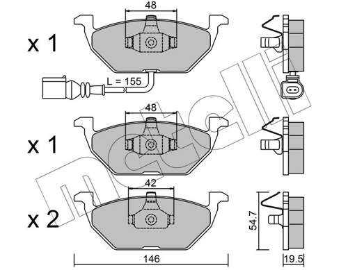 Kit pastiglie freno, Freno a disco - 22-0211-2 METELLI