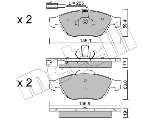 Kit pastiglie freno, Freno a disco - 22-0220-0 METELLI