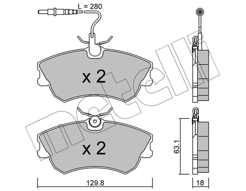 Kit pastiglie freno, Freno a disco - 22-0222-0 METELLI